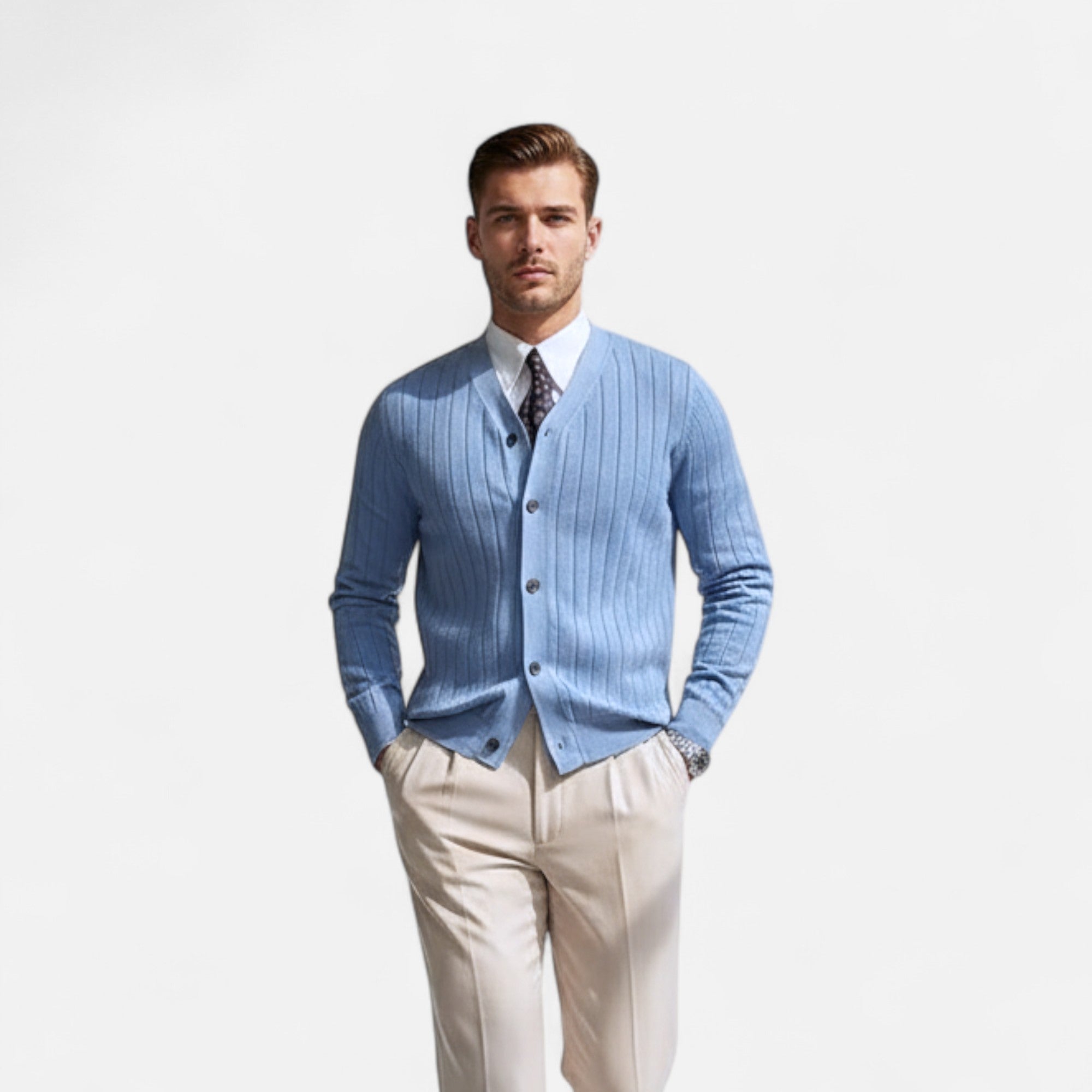 Ancienne Monde | Cardigan Homme Col V Maille Élégante