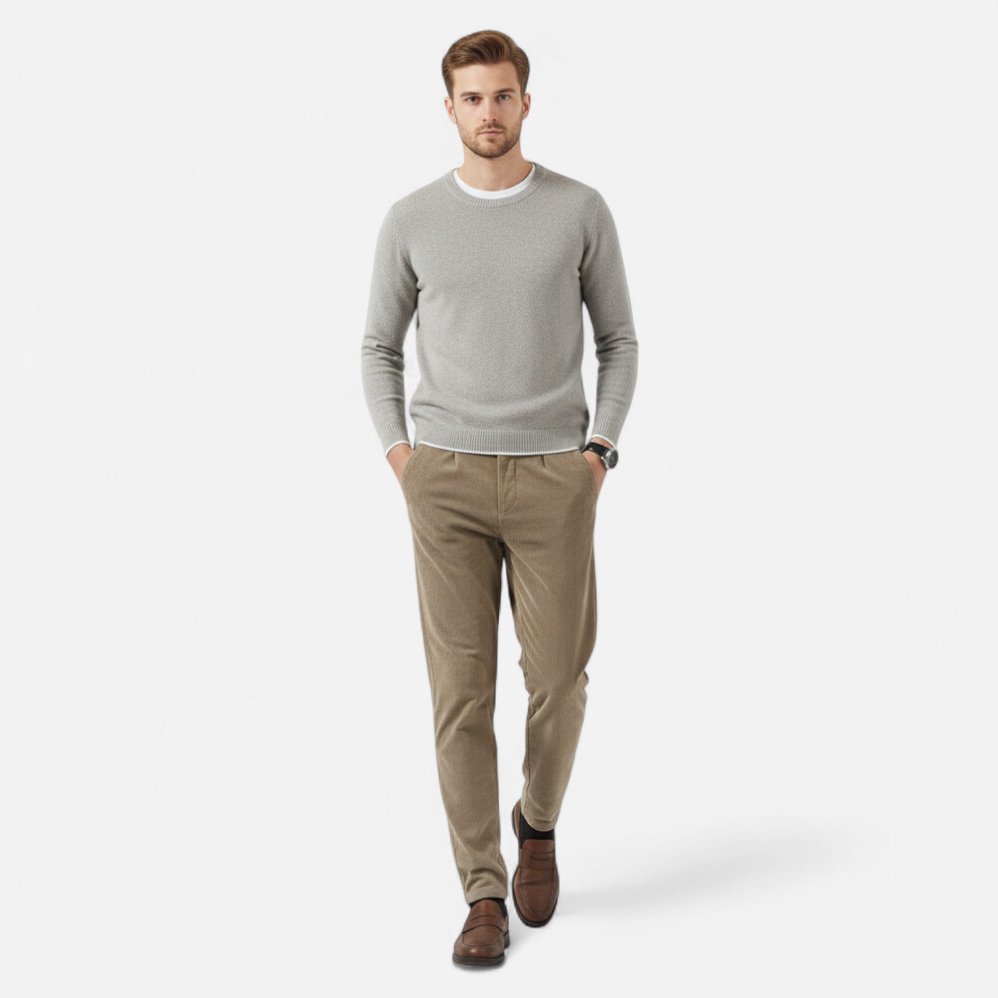 Ancienne Monde | Pantalon Homme Velours Côtelé Coupe Classique