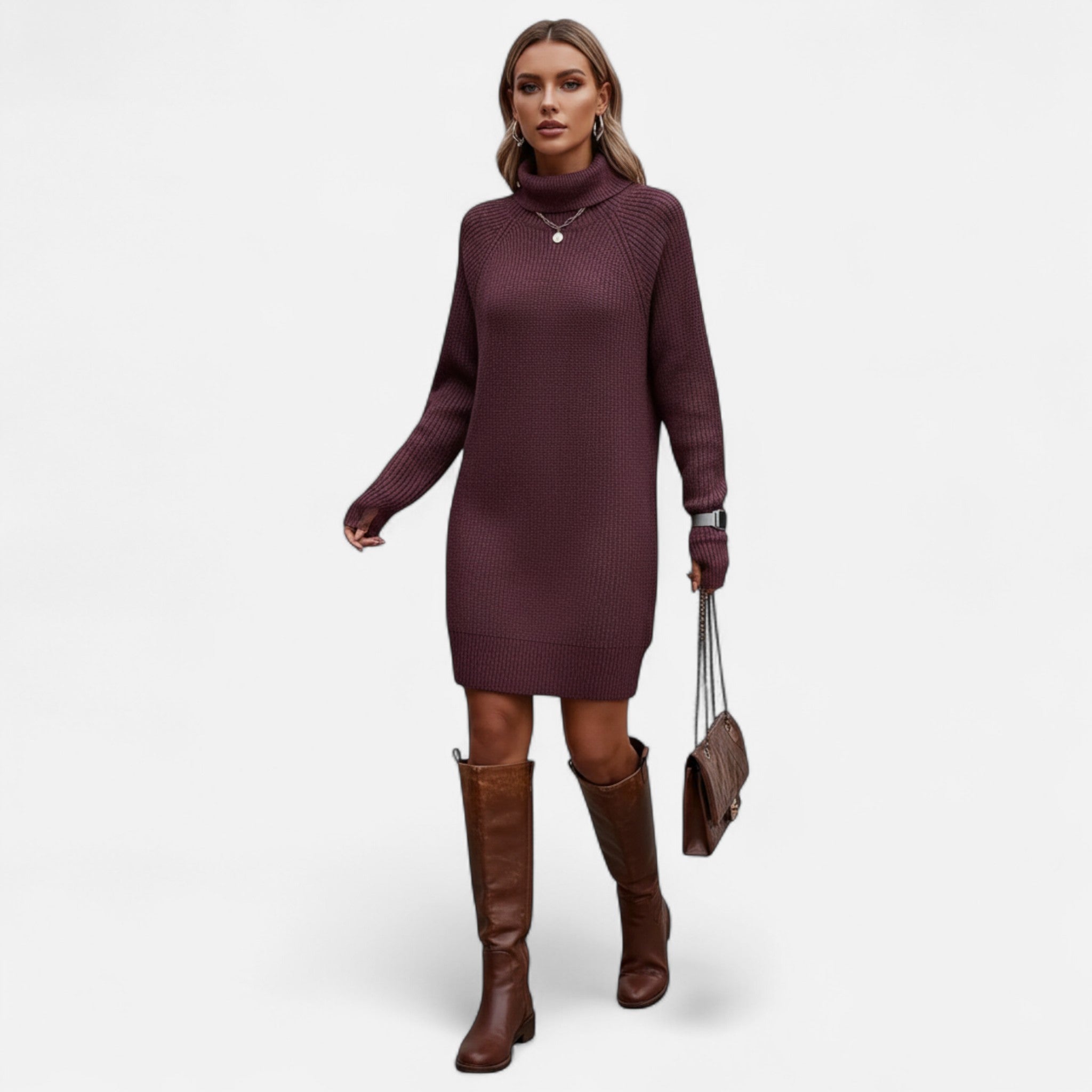 Ancienne Monde | Robe Femme Élégante en Maille Classique
