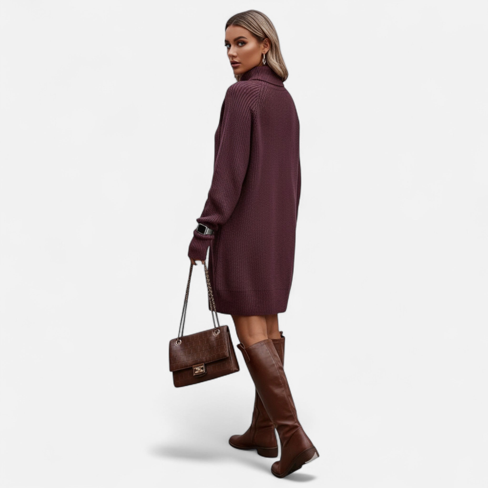 Ancienne Monde | Robe Femme Élégante en Maille Classique