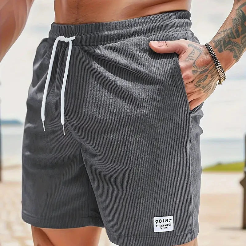 Men's velvet high shorts — casual summer clothing with drawstring