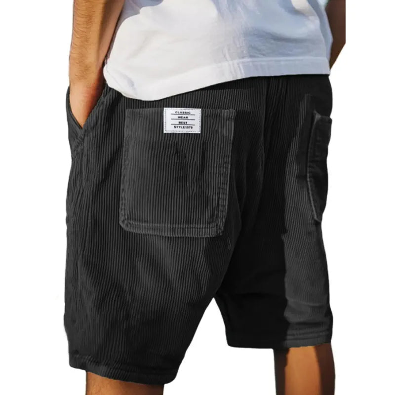 Casual men's corduroy shorts — leisure bermuda with pockets
