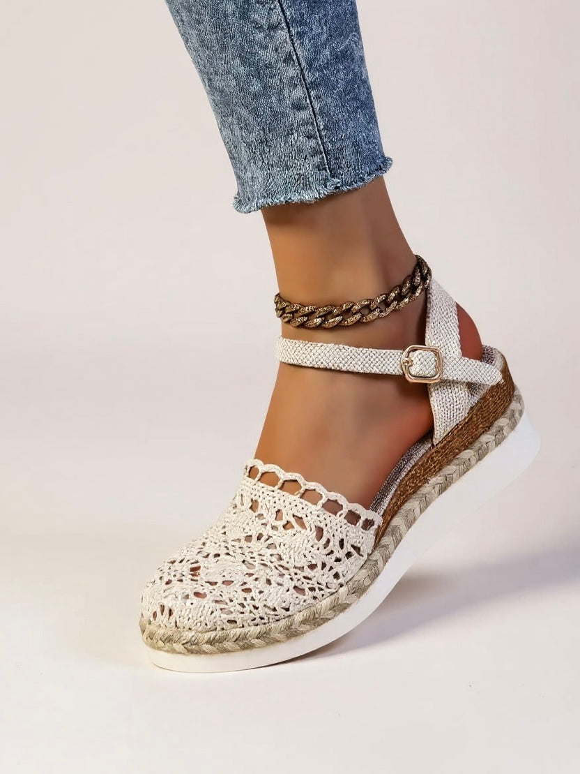 Dámské klínové espadrilky s nastavitelným páskem na víkend