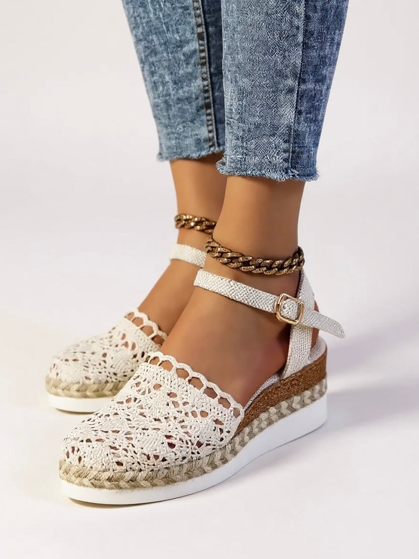 Dámské klínové espadrilky s nastavitelným páskem na víkend