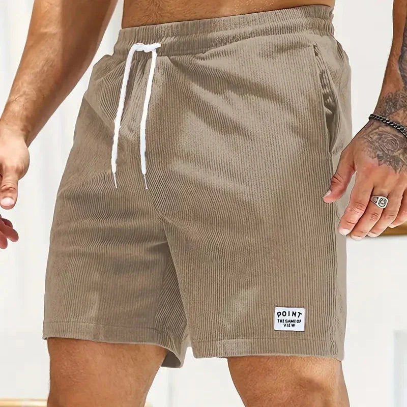 Men's velvet high shorts — casual summer clothing with drawstring
