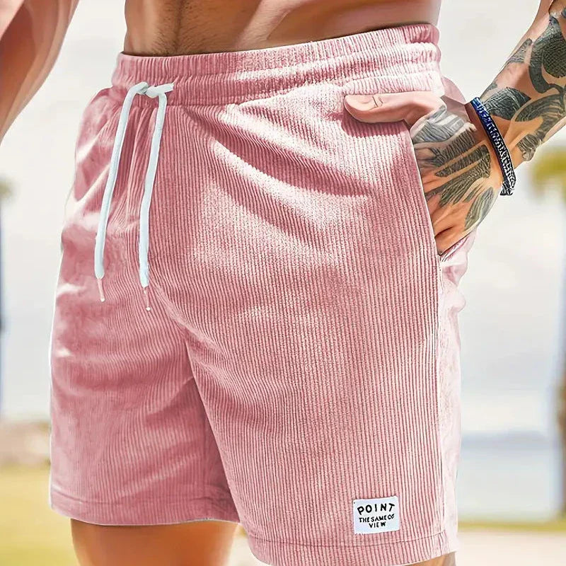 Men's velvet high shorts — casual summer clothing with drawstring