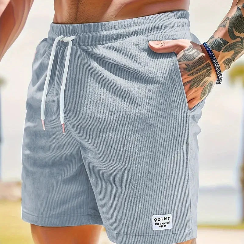 Men's velvet high shorts — casual summer clothing with drawstring