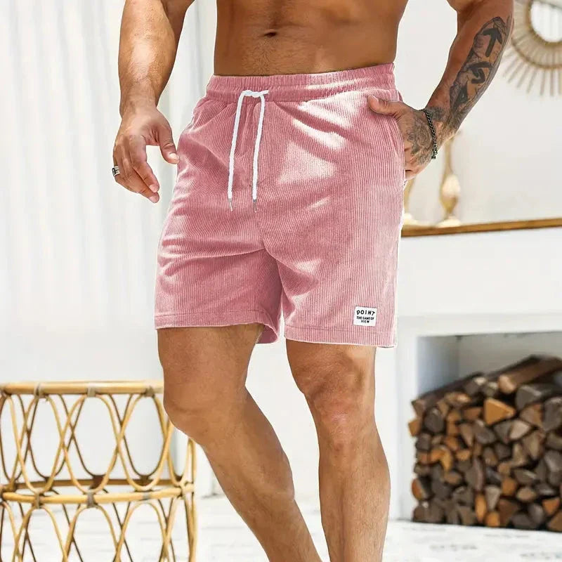 Men's velvet high shorts — casual summer clothing with drawstring