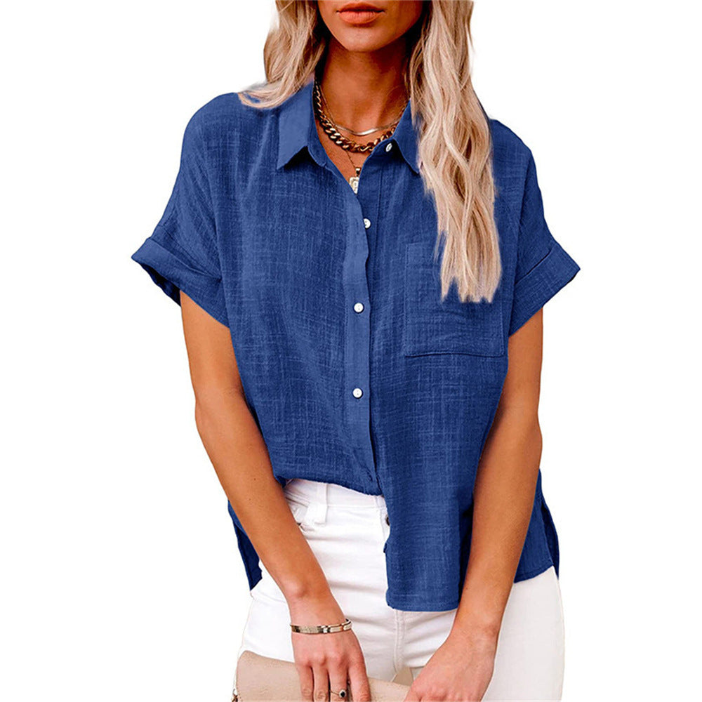 Blouse femme lin coupe ample col chemise