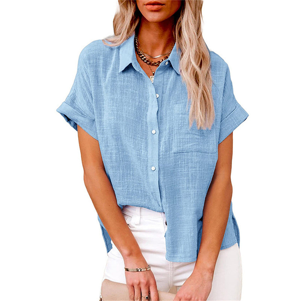 Blouse femme lin coupe ample col chemise