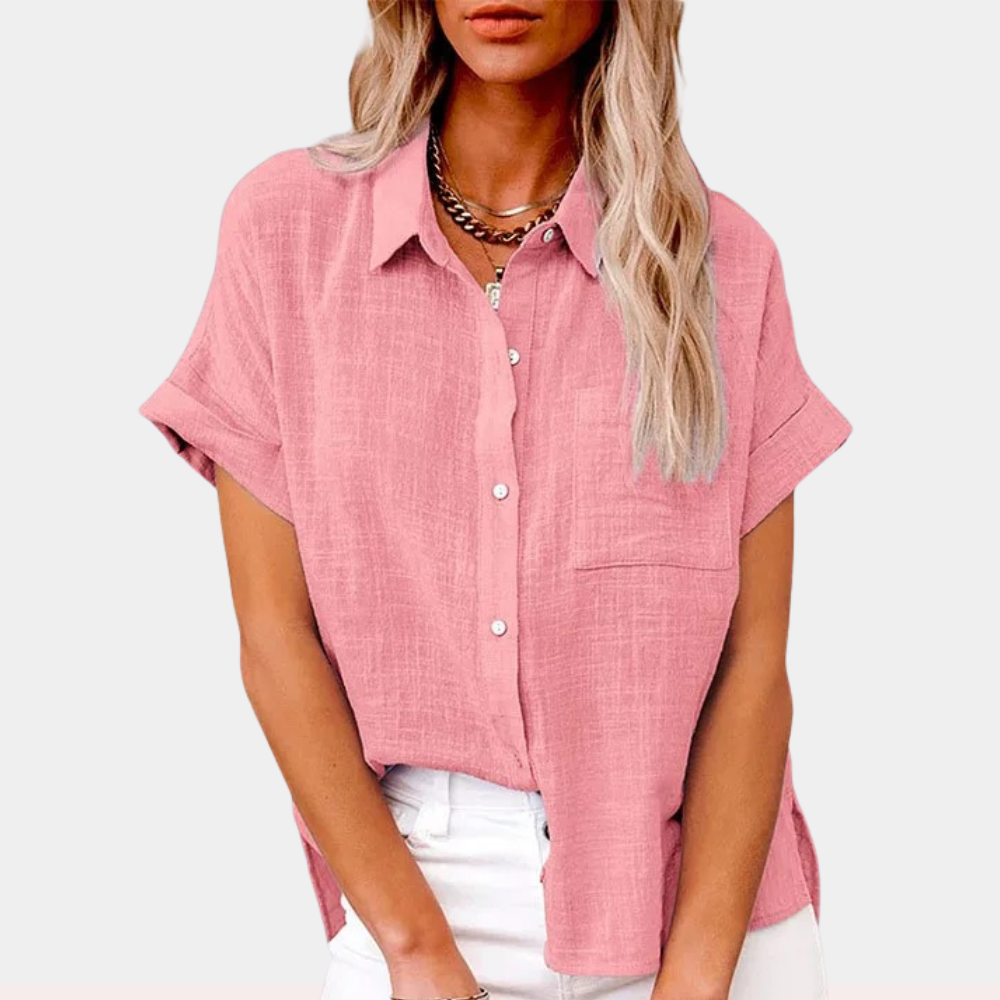 Blouse femme lin coupe ample col chemise