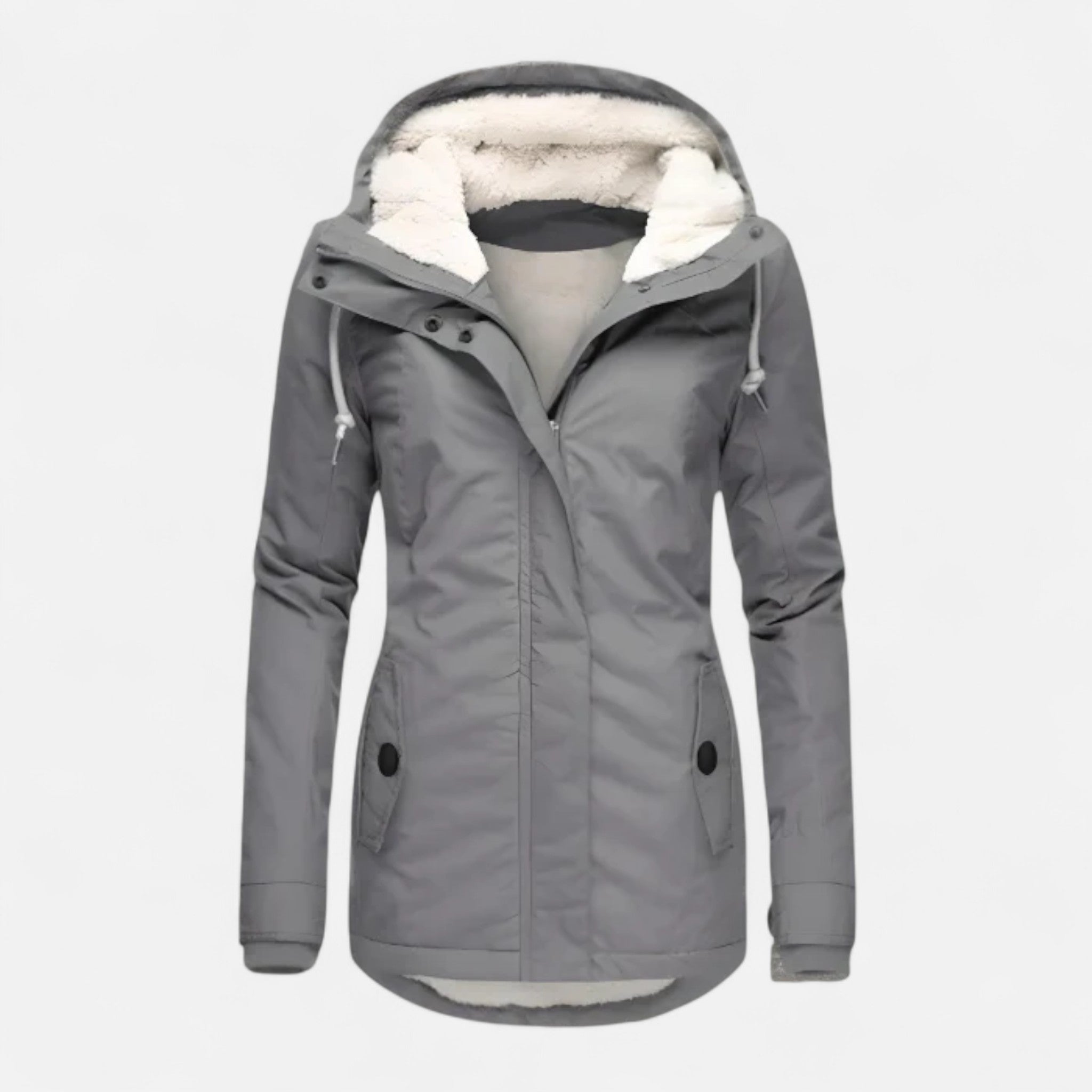 Ancienne Monde | Parka Femme Zippée à Capuche Coupe Ample