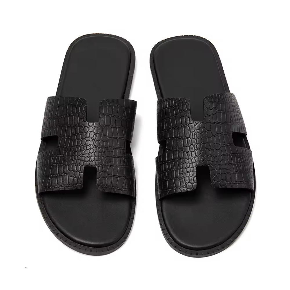 Claquettes Homme Texture Cuir