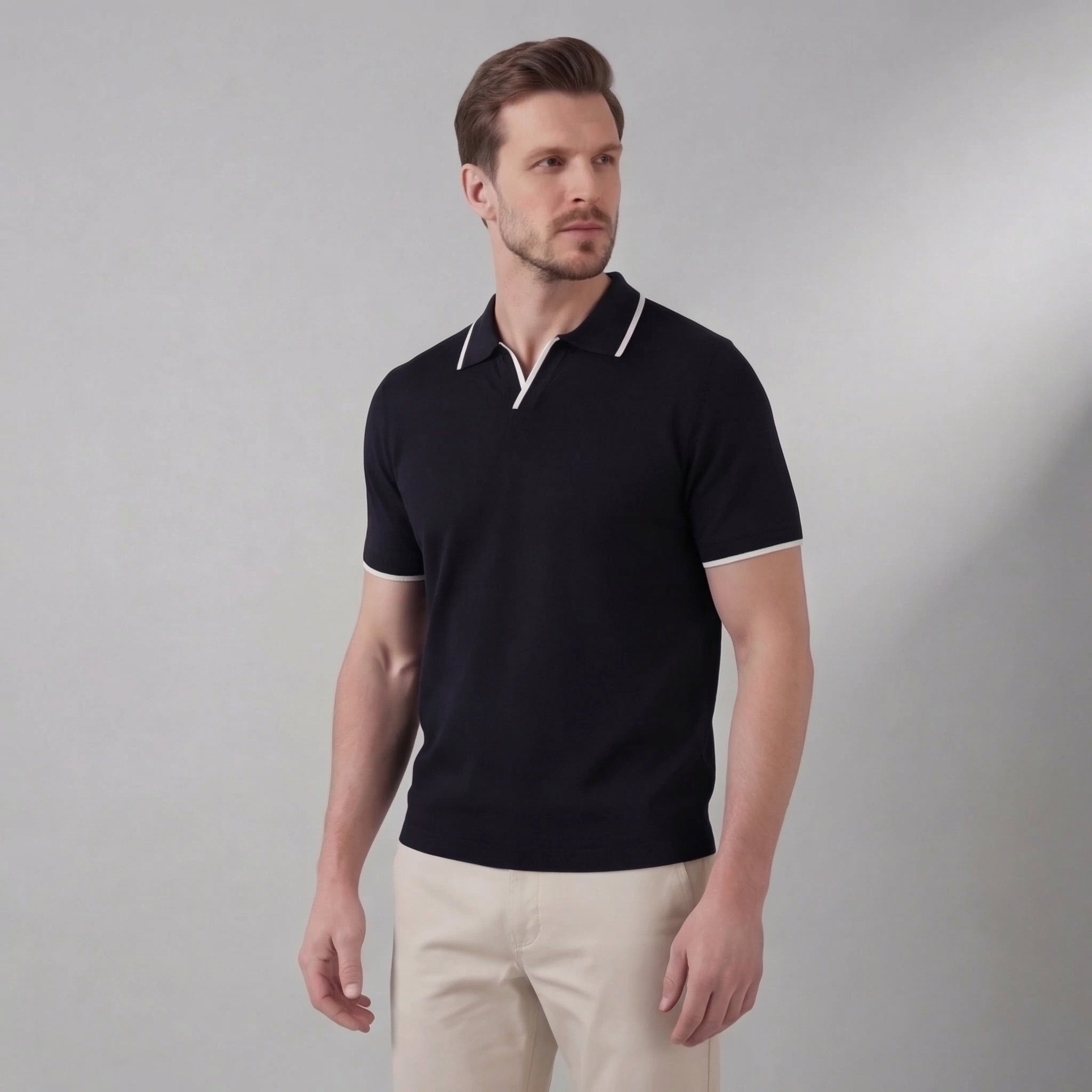 Buttonless polo | casual men's knit top