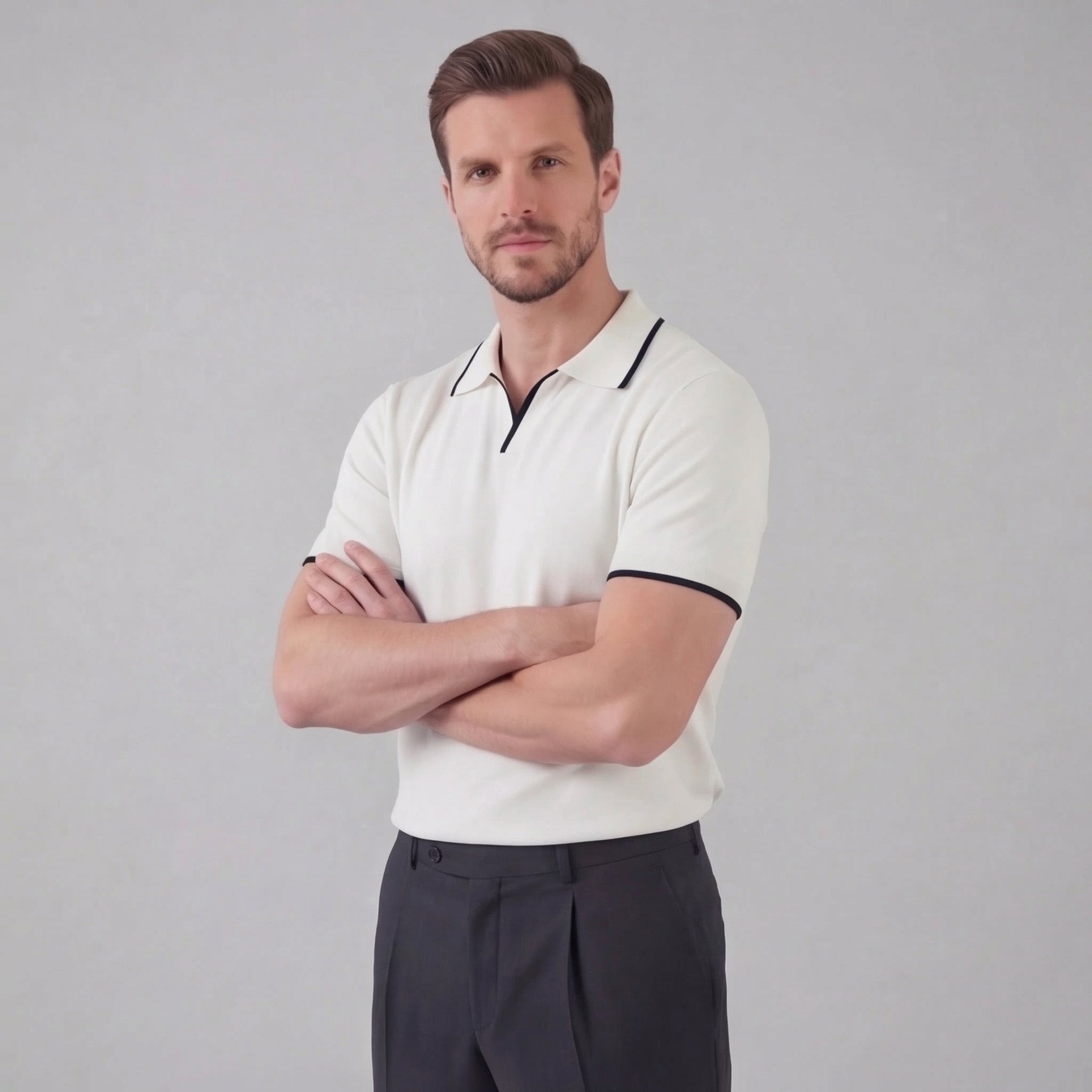 Buttonless polo | casual men's knit top