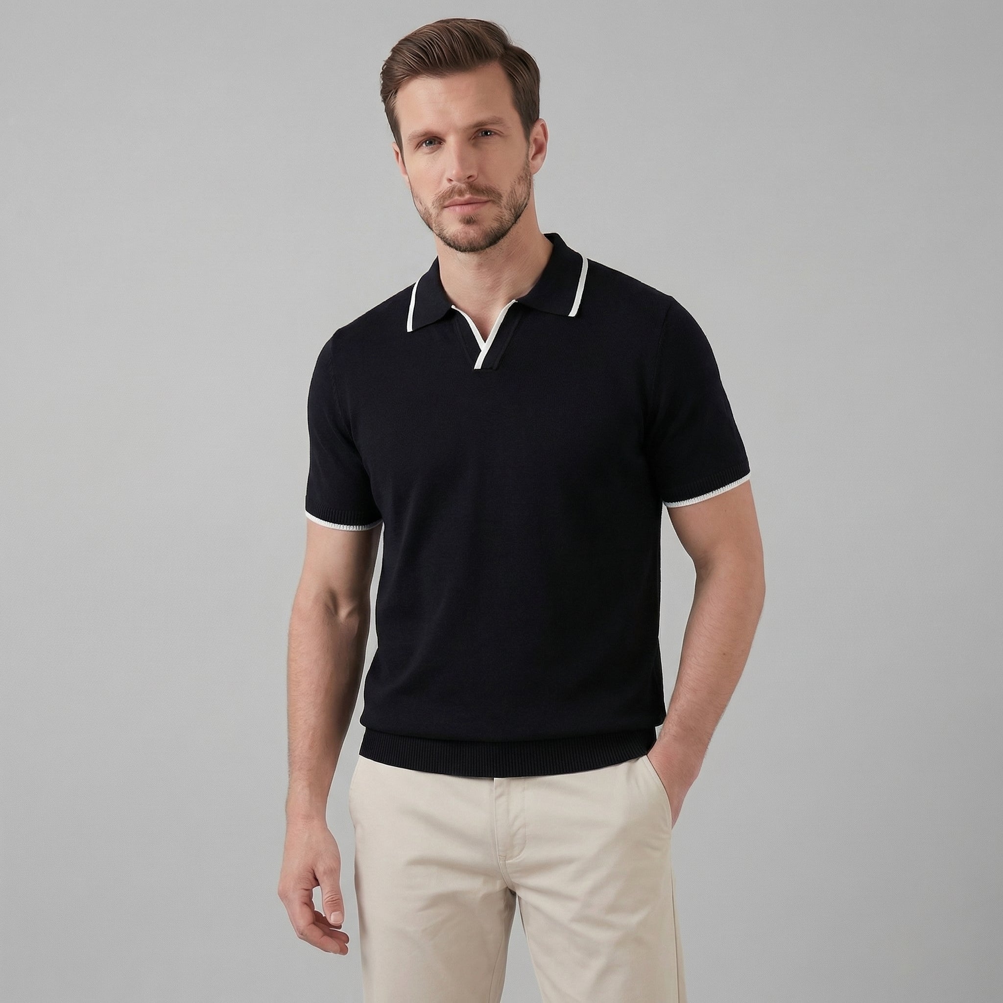 Buttonless polo | casual men's knit top