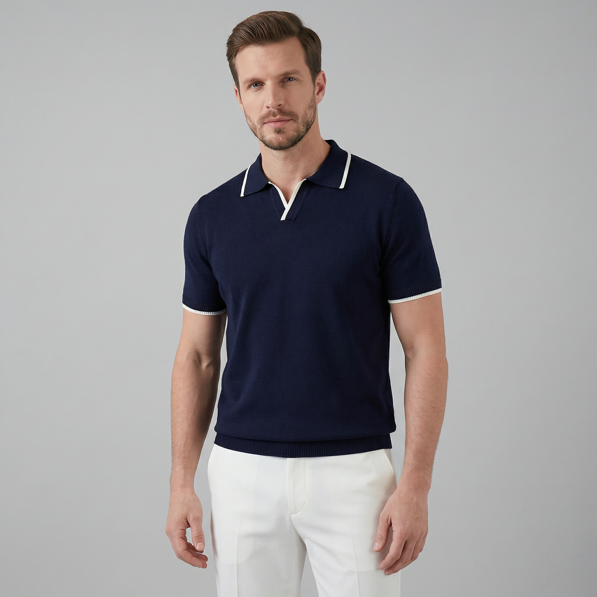 Buttonless polo | casual men's knit top