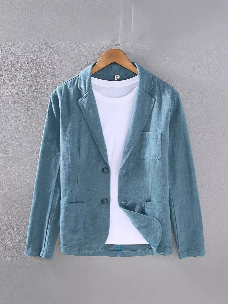 Linen jacket for men — straight suit jacket for cocktail events