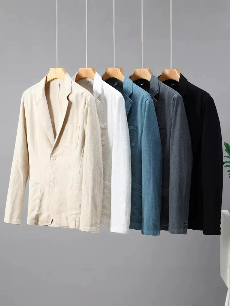 Linen jacket for men — straight suit jacket for cocktail events