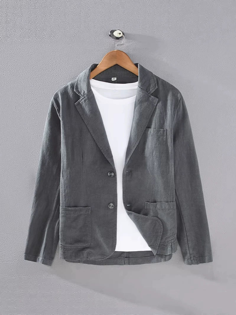 Linen jacket for men — straight suit jacket for cocktail events