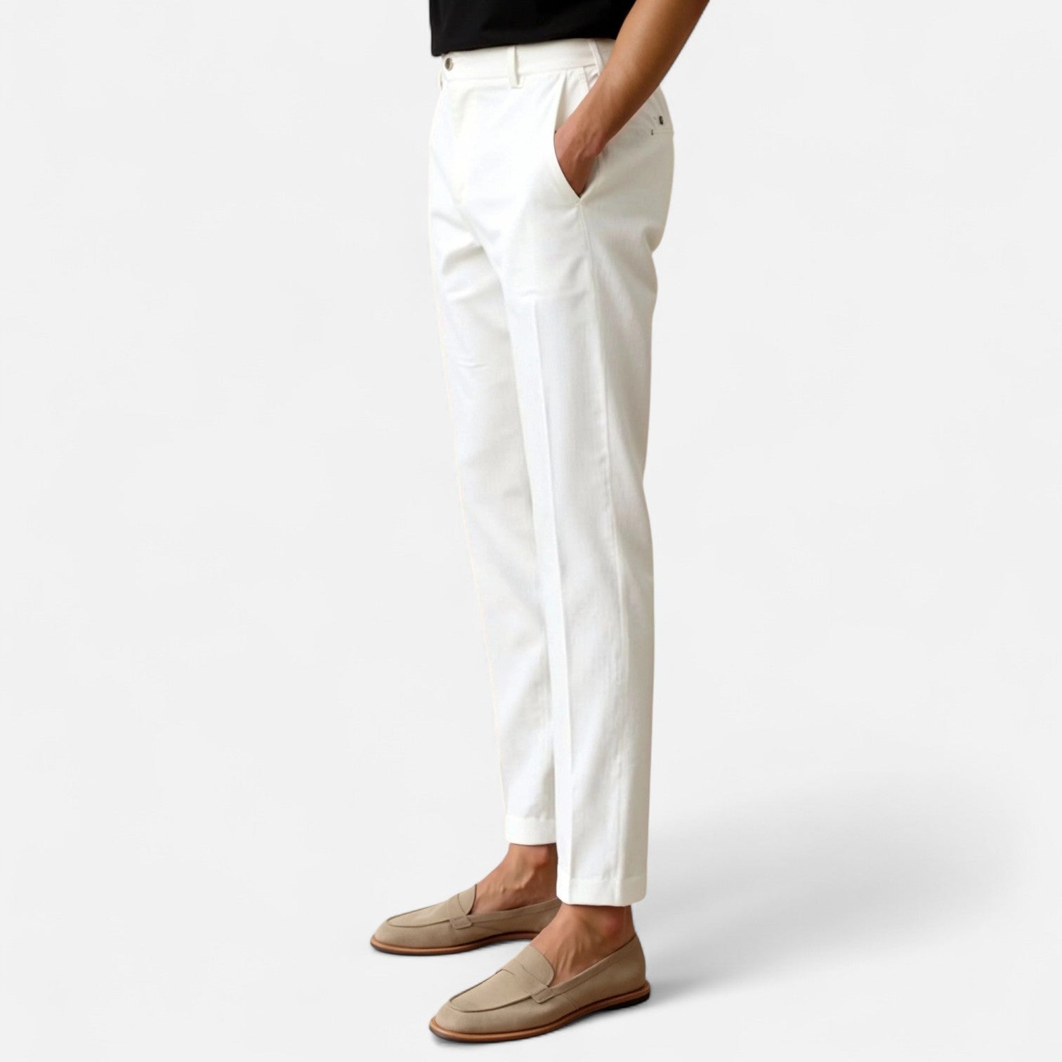 Ancienne Monde | Pantalon Chino Coupe Droite pour Homme – Mélange de Coton à Jambe Classique