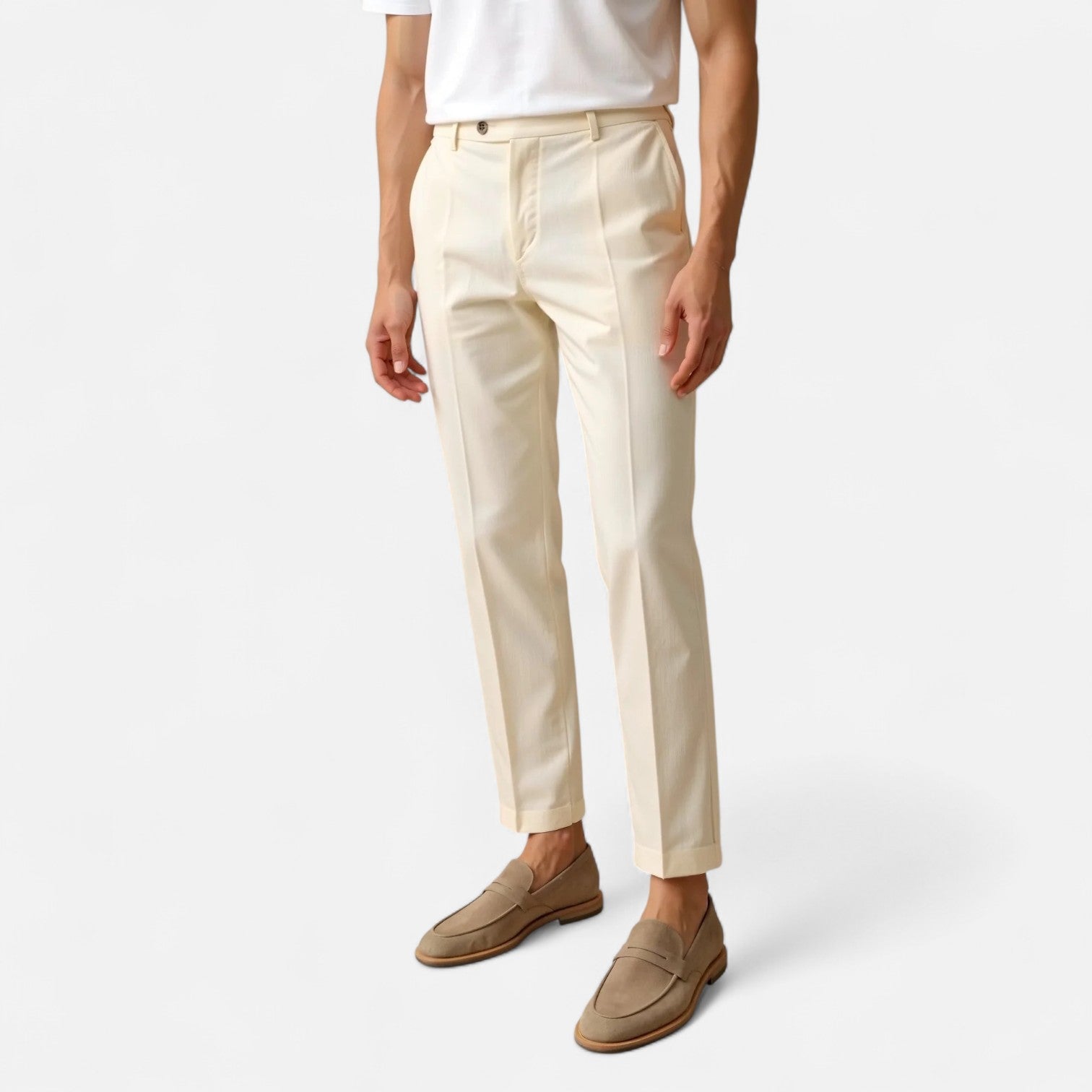 Ancienne Monde | Pantalon Chino Coupe Droite pour Homme – Mélange de Coton à Jambe Classique