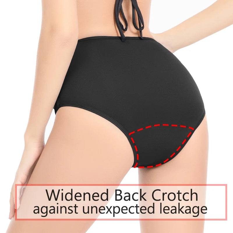 Wysokie majtki kąpielowe na okres menstruacyjny