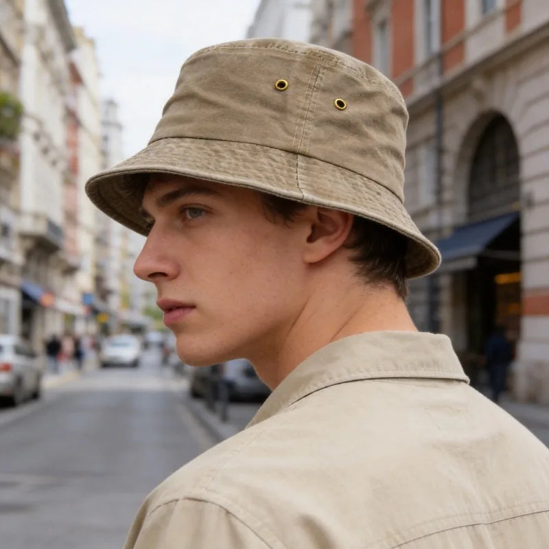 Klobouk bucket bob de soleil z prané bavlny pro muže i ženy do přírody