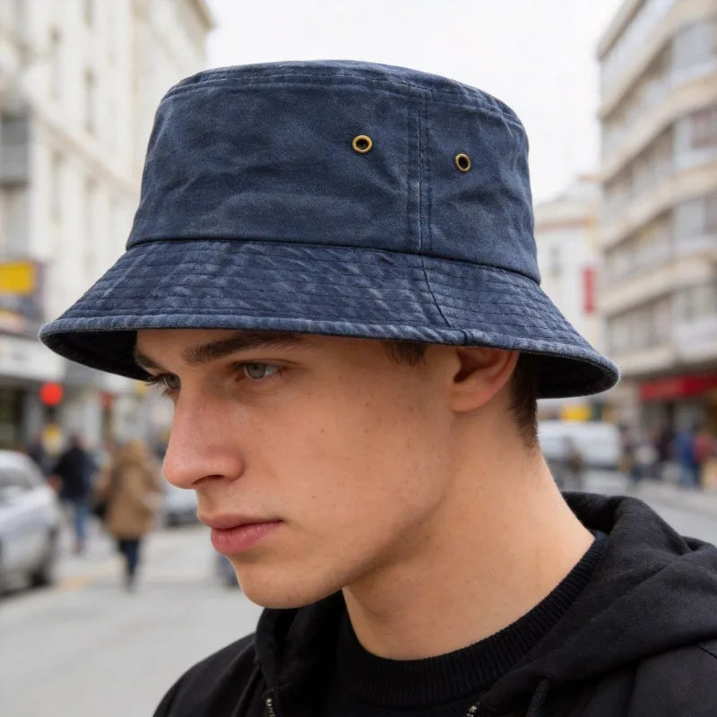 Klobouk bucket bob de soleil z prané bavlny pro muže i ženy do přírody