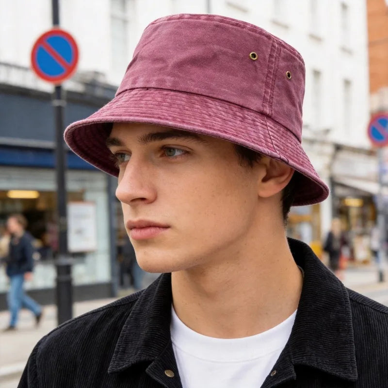 Klobouk bucket bob de soleil z prané bavlny pro muže i ženy do přírody