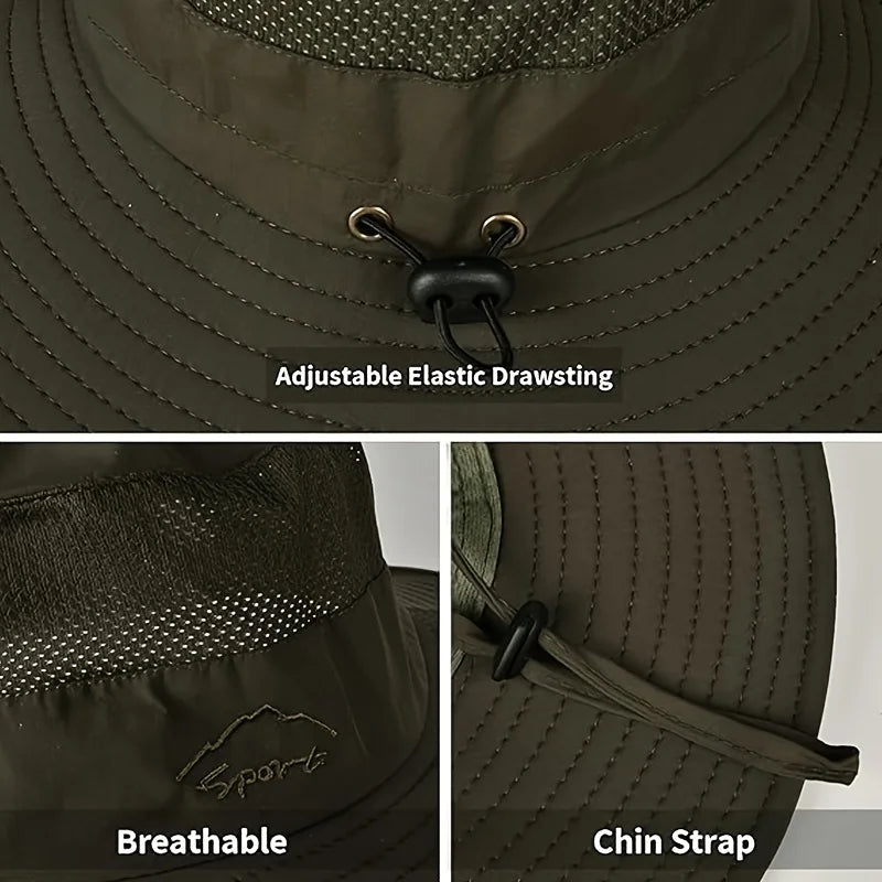 Letní klobouk proti slunci ve stylu bucket hat na turistiku s rychlým schnutím