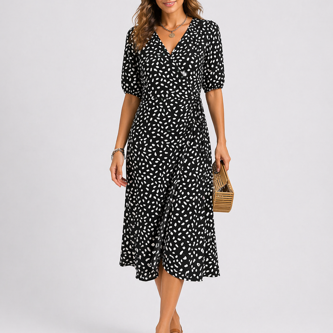 Robe Midi com Estampa Abstrata