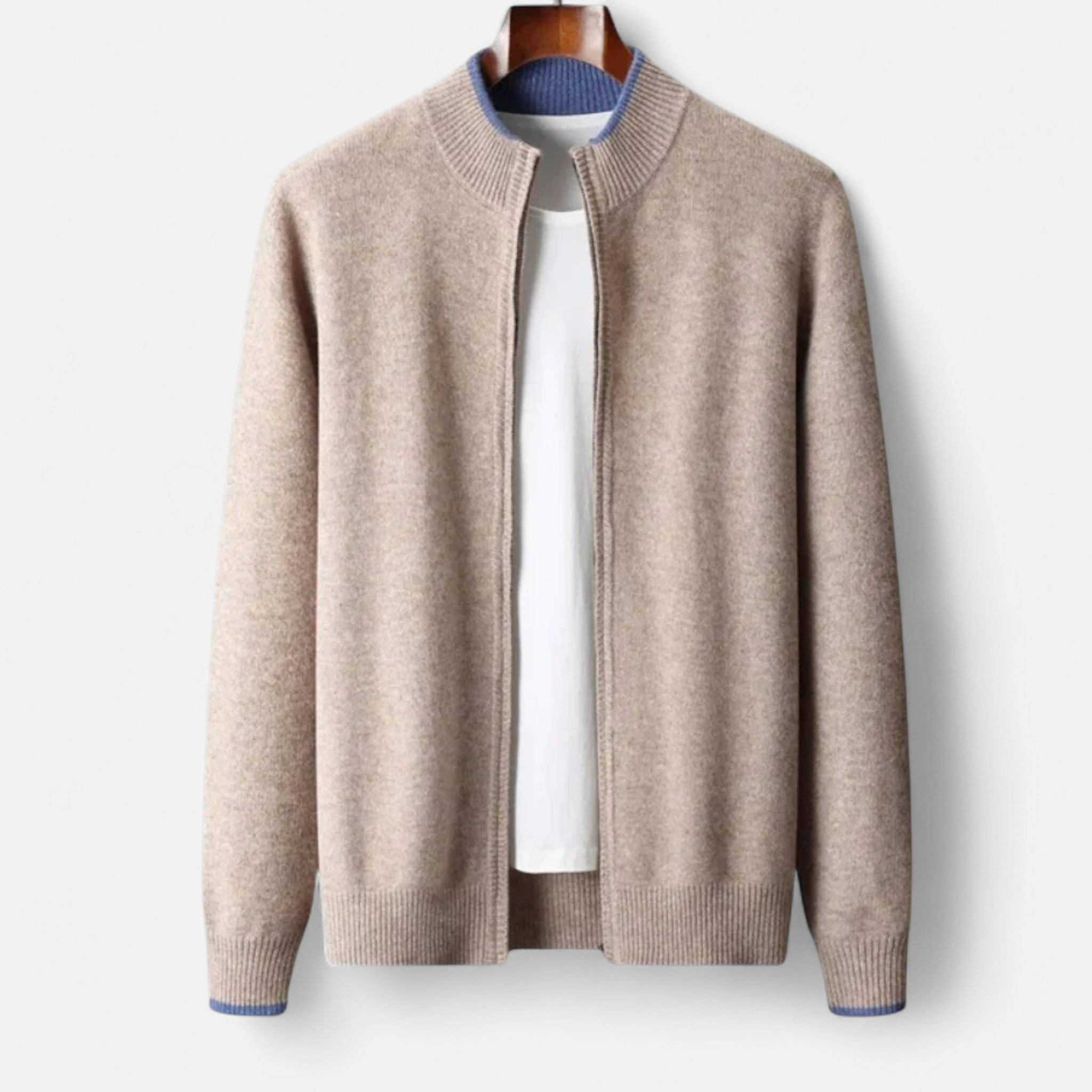 Ancienne Monde | Pull Homme Col Montant Laine Mérinos Zippé