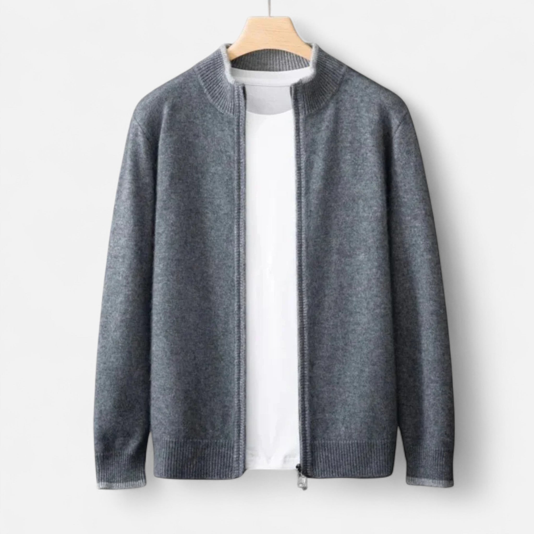 Ancienne Monde | Pull Homme Col Montant Laine Mérinos Zippé