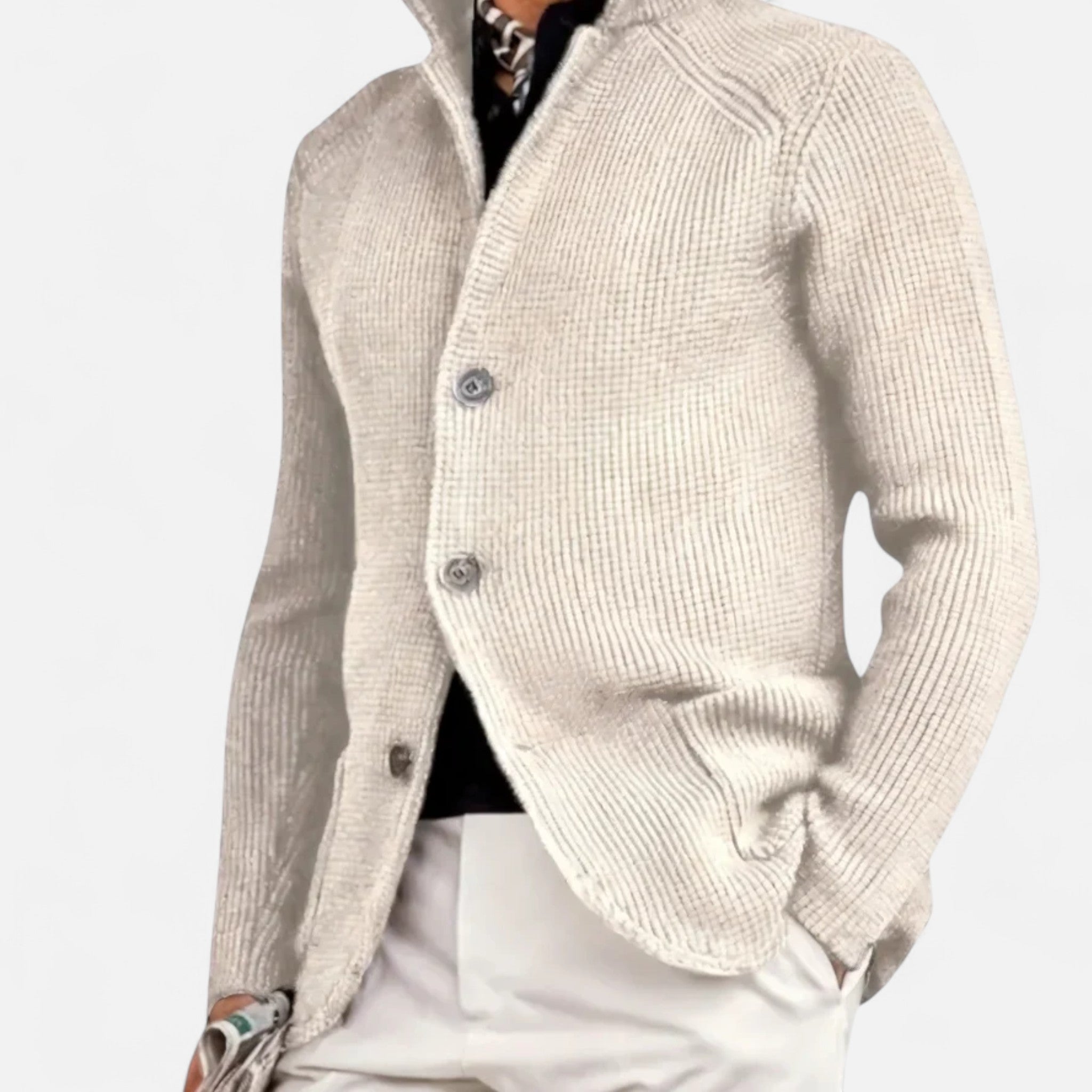 Ancienne Monde | Veste Homme en Maille Structurée Col Montant