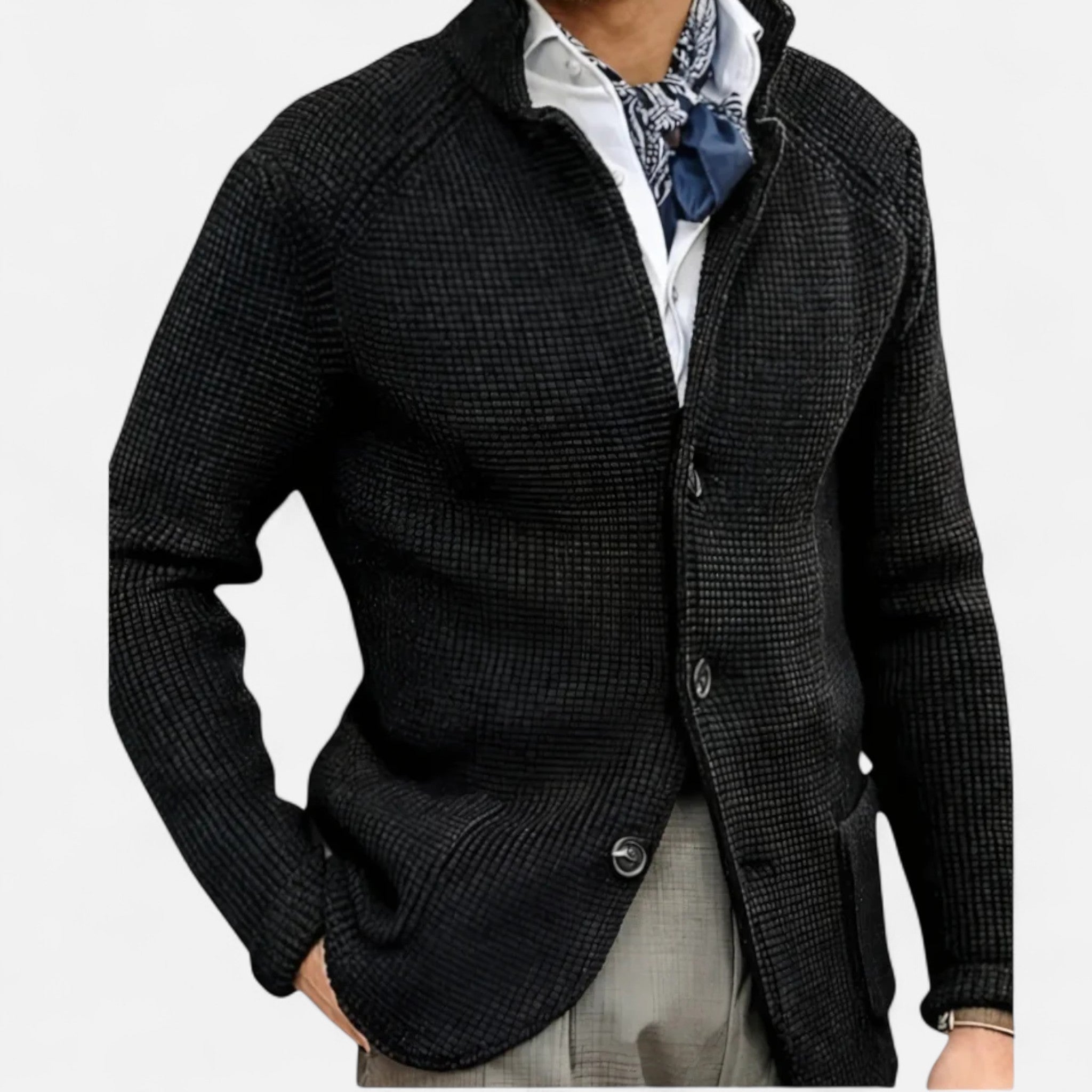 Ancienne Monde | Veste Homme en Maille Structurée Col Montant