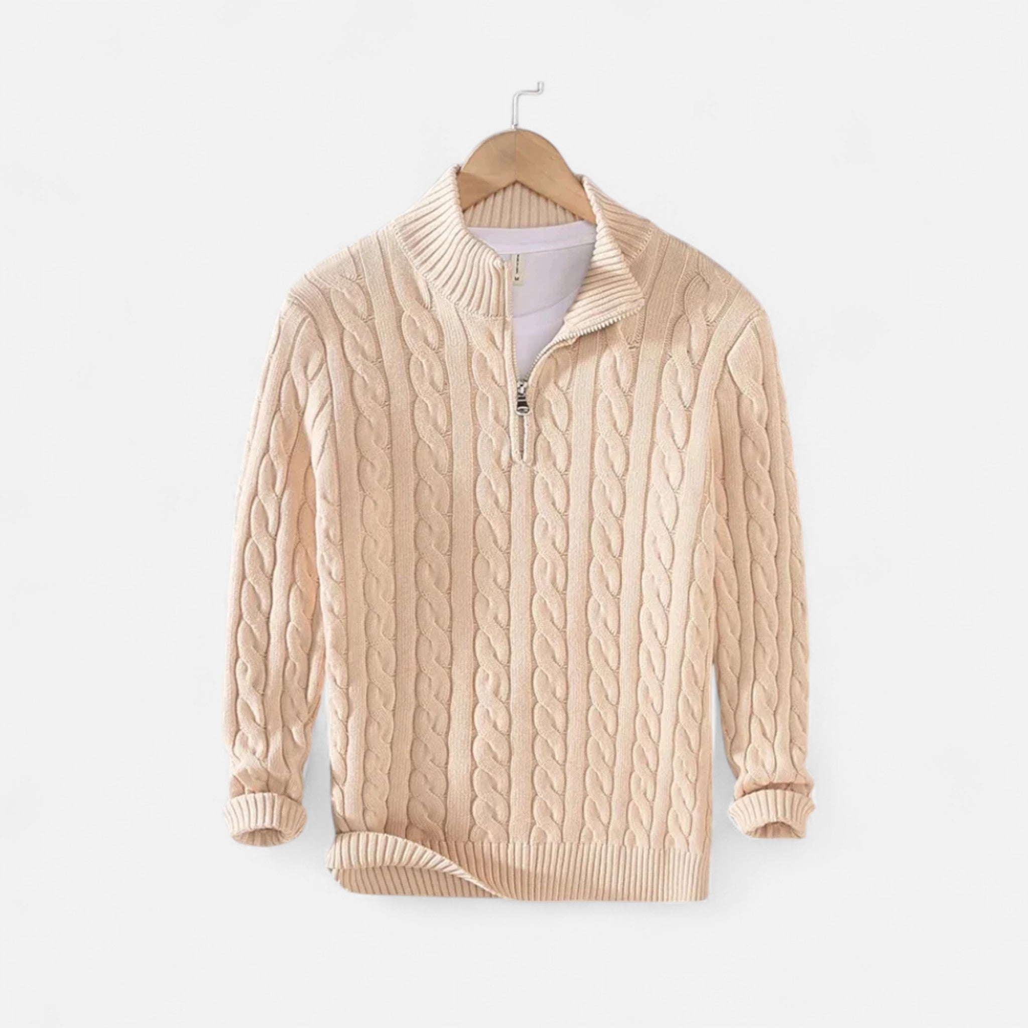 Ancienne Monde | Pull Homme Col Montant Hiver Coton Torsadé