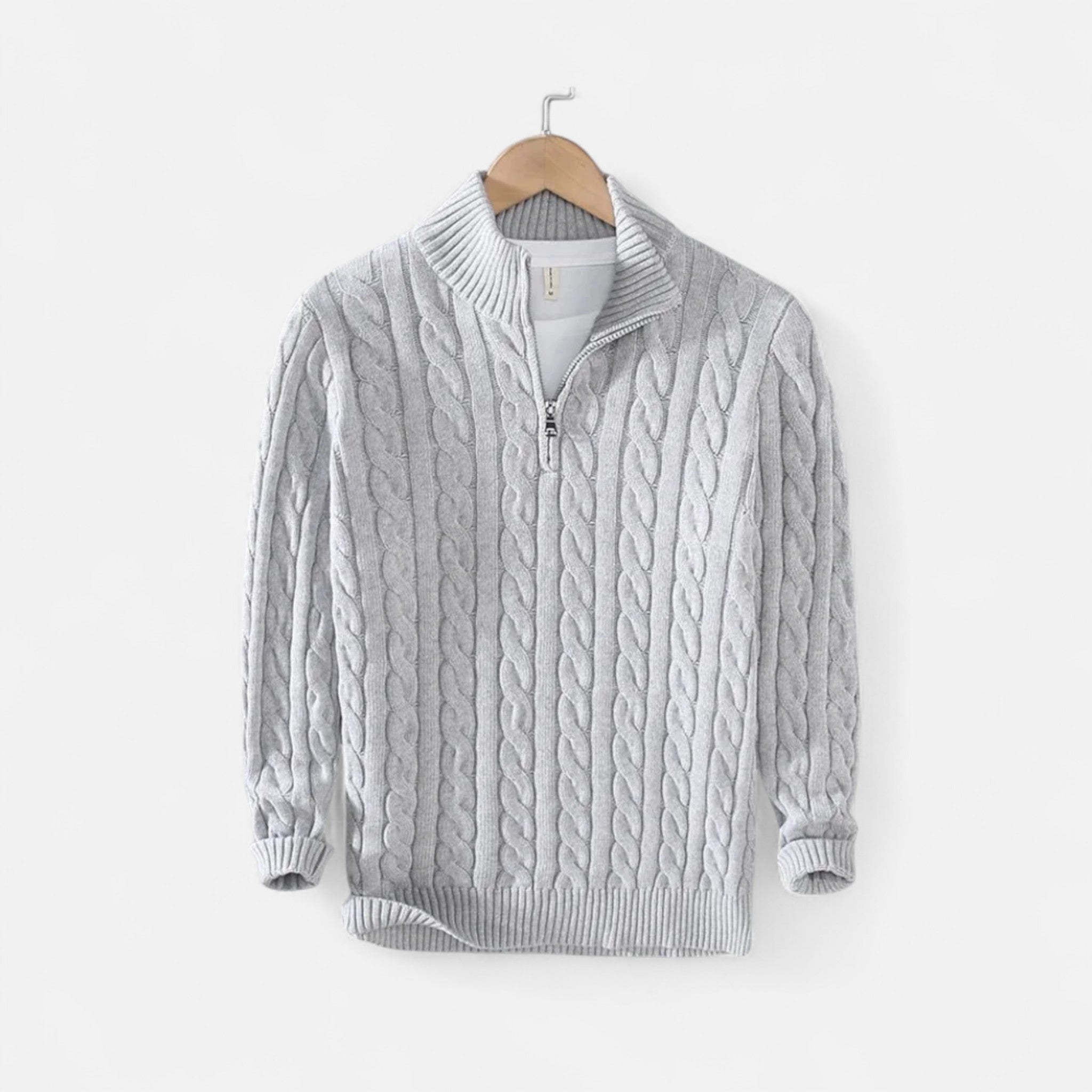 Ancienne Monde | Pull Homme Col Montant Hiver Coton Torsadé