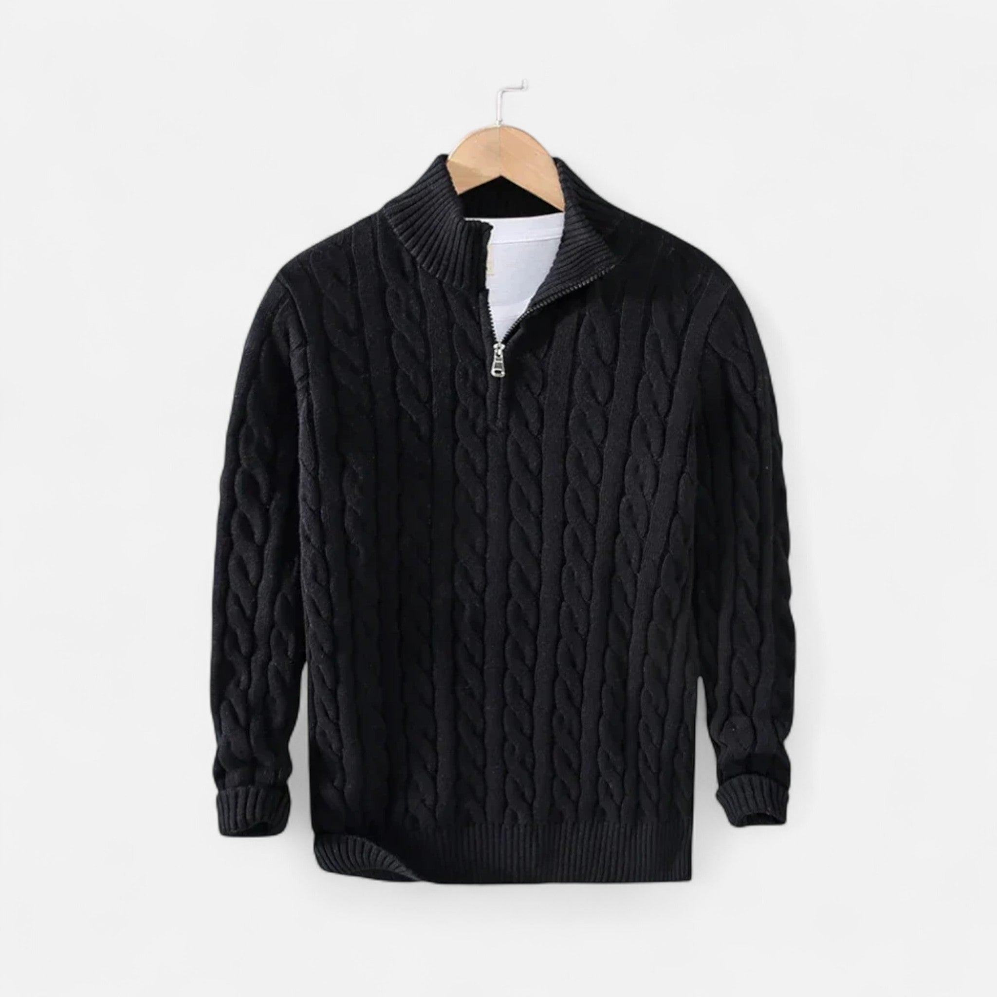 Ancienne Monde | Pull Homme Col Montant Hiver Coton Torsadé