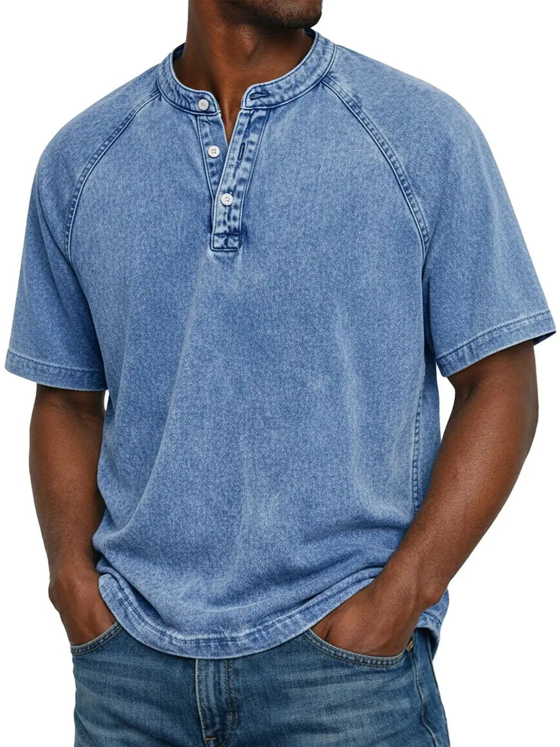 Maglia uomo collo Henley maniche corte casual