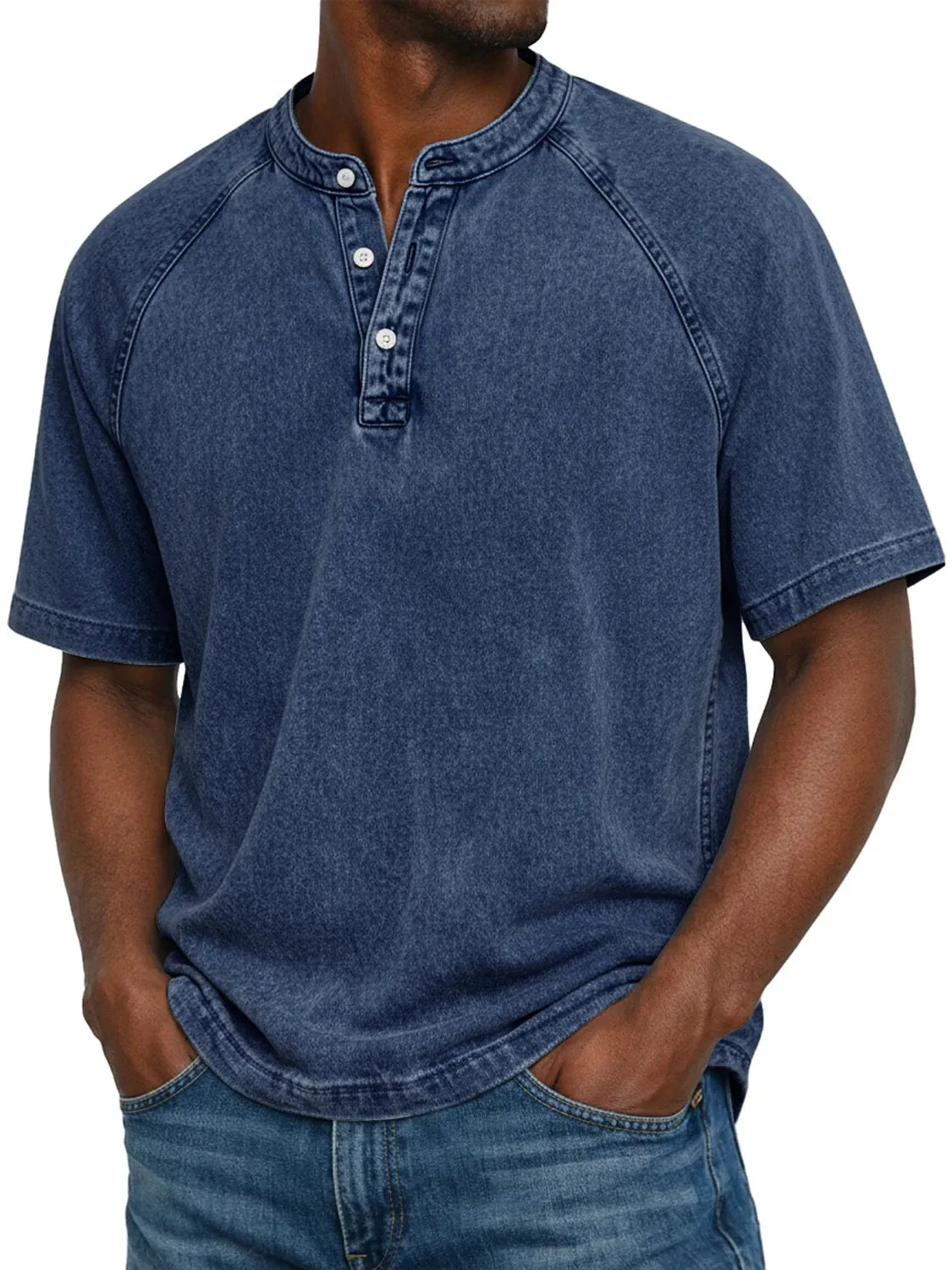 Maglia uomo collo Henley maniche corte casual