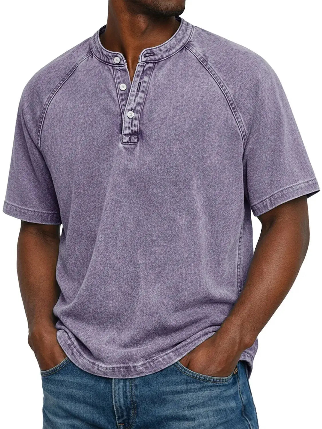 Maglia uomo collo Henley maniche corte casual