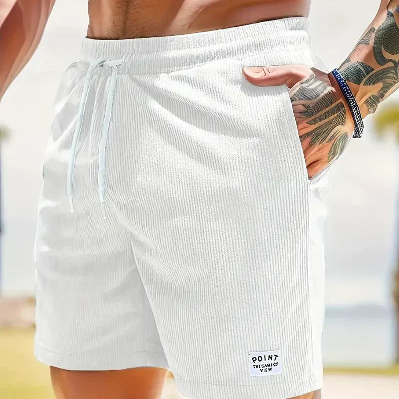 Men's velvet high shorts — casual summer clothing with drawstring