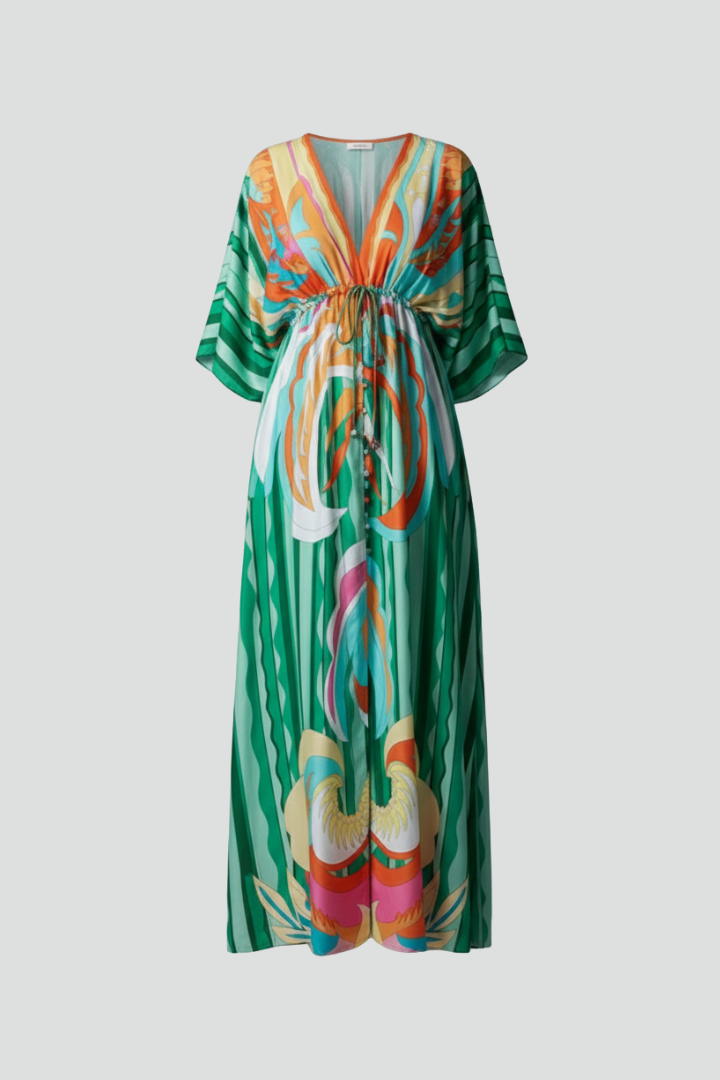 Long dress for women — loose fit printed with drawstring | vacation