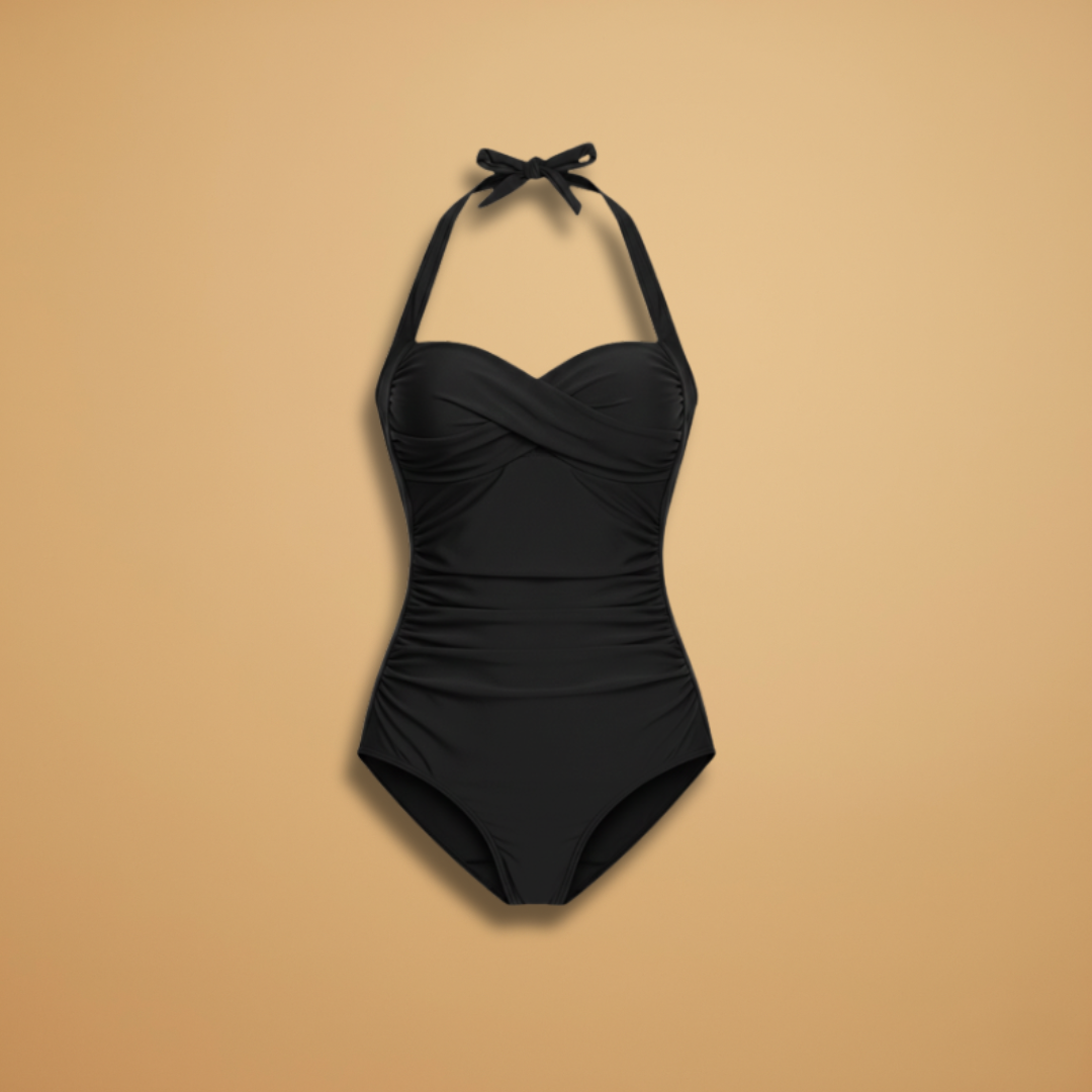 Badeanzug für Damen – geraffter Badeanzug mit verstellbarem Kordelzug | Schwimmbad