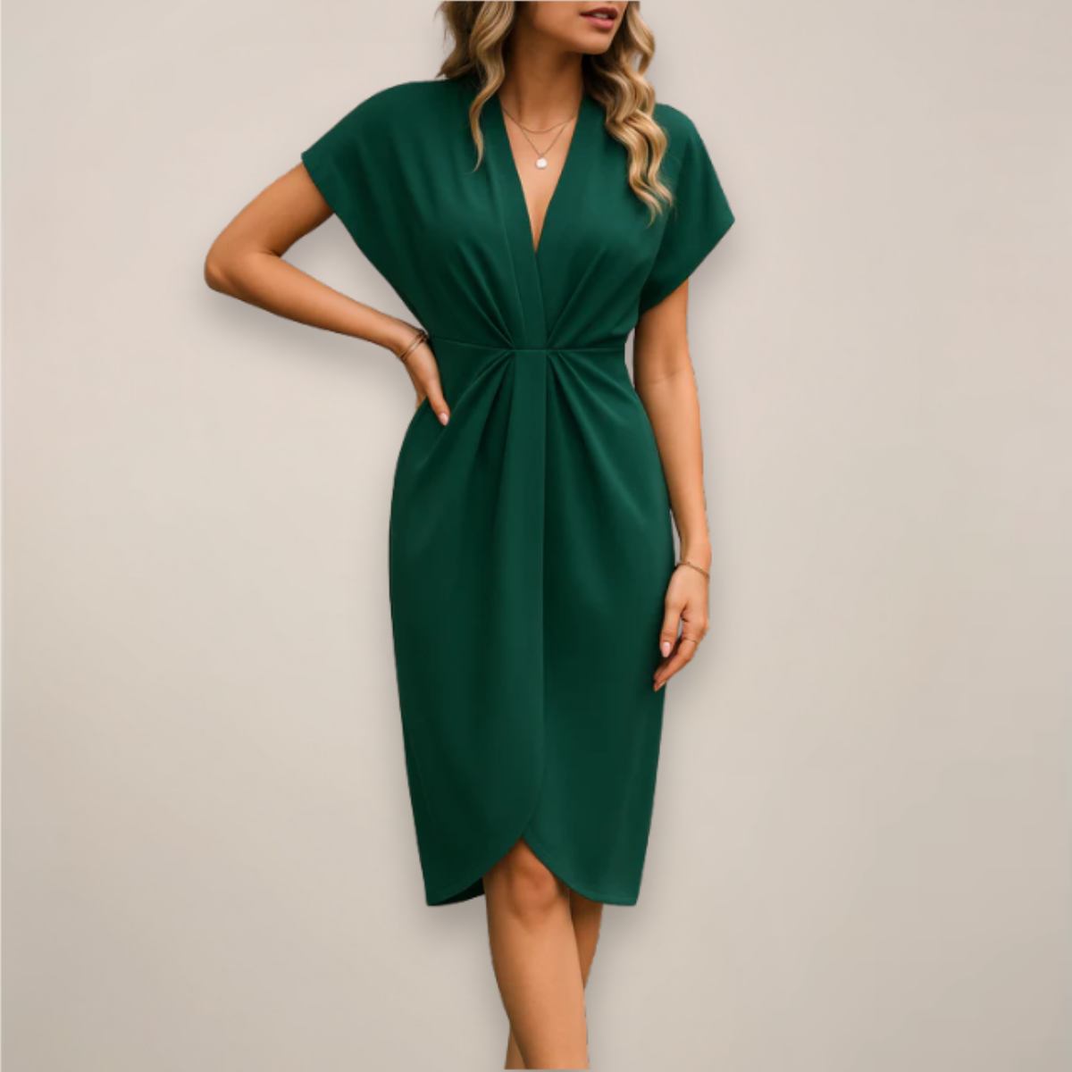 Midi-Wickelkleid mit kurzen Ärmeln