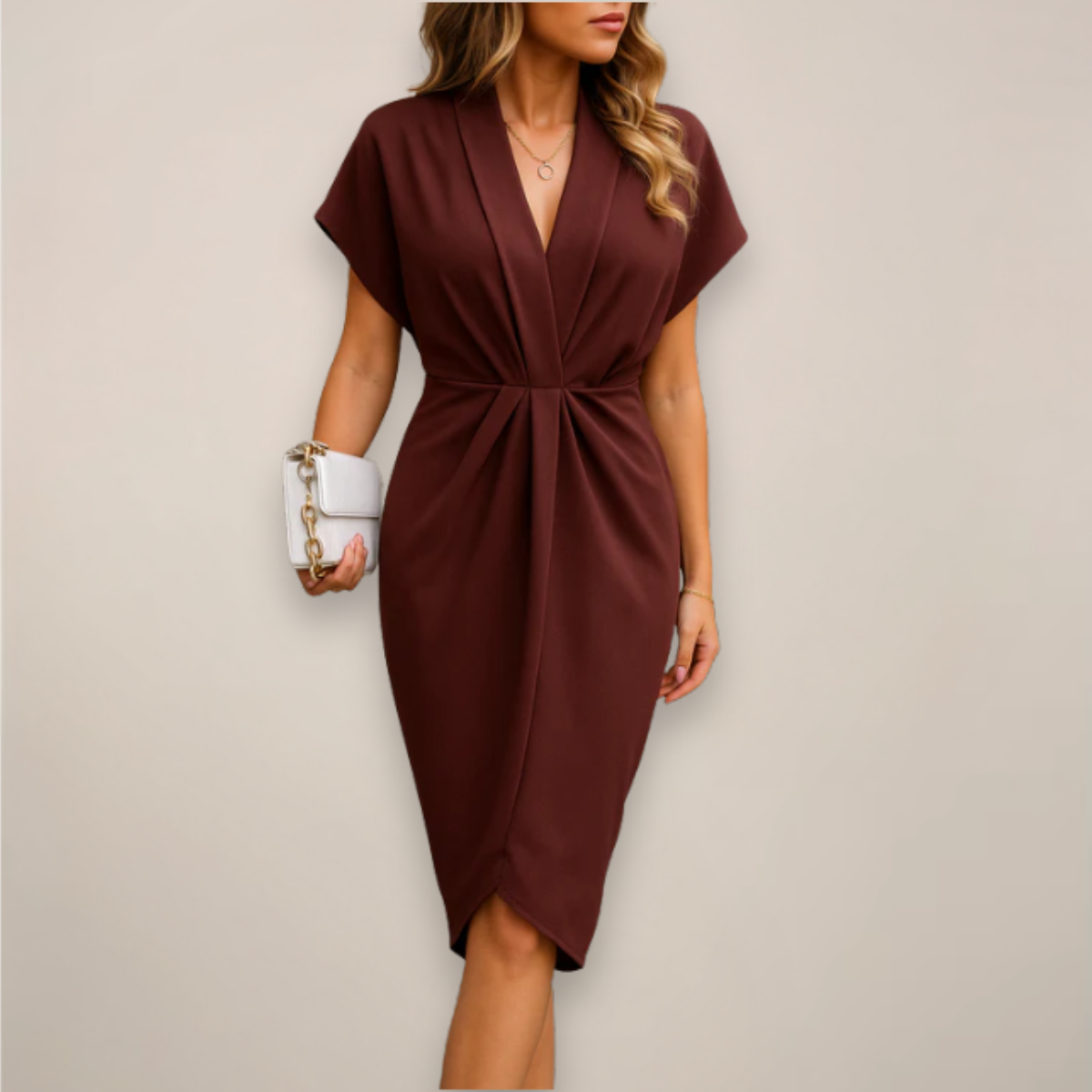 Midi-Wickelkleid mit kurzen Ärmeln