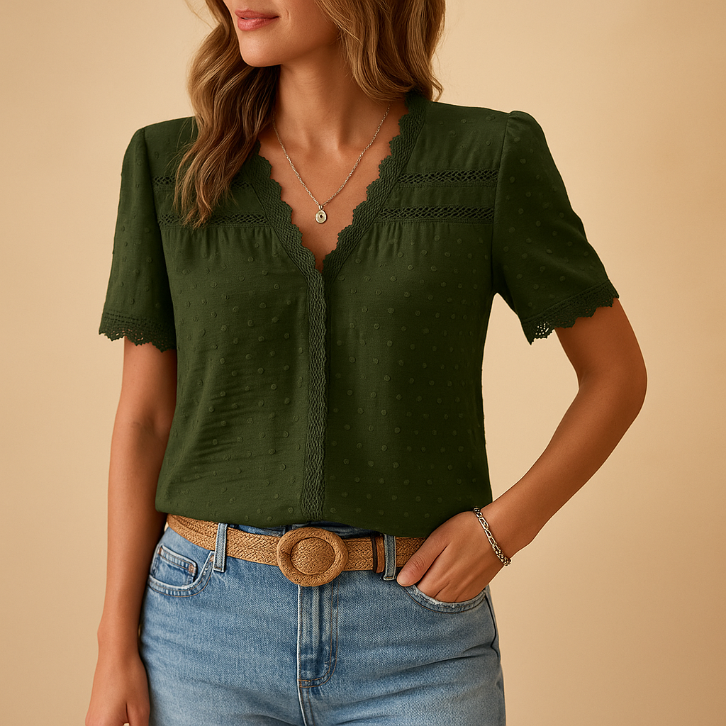 Blusa maniche corte in pizzo