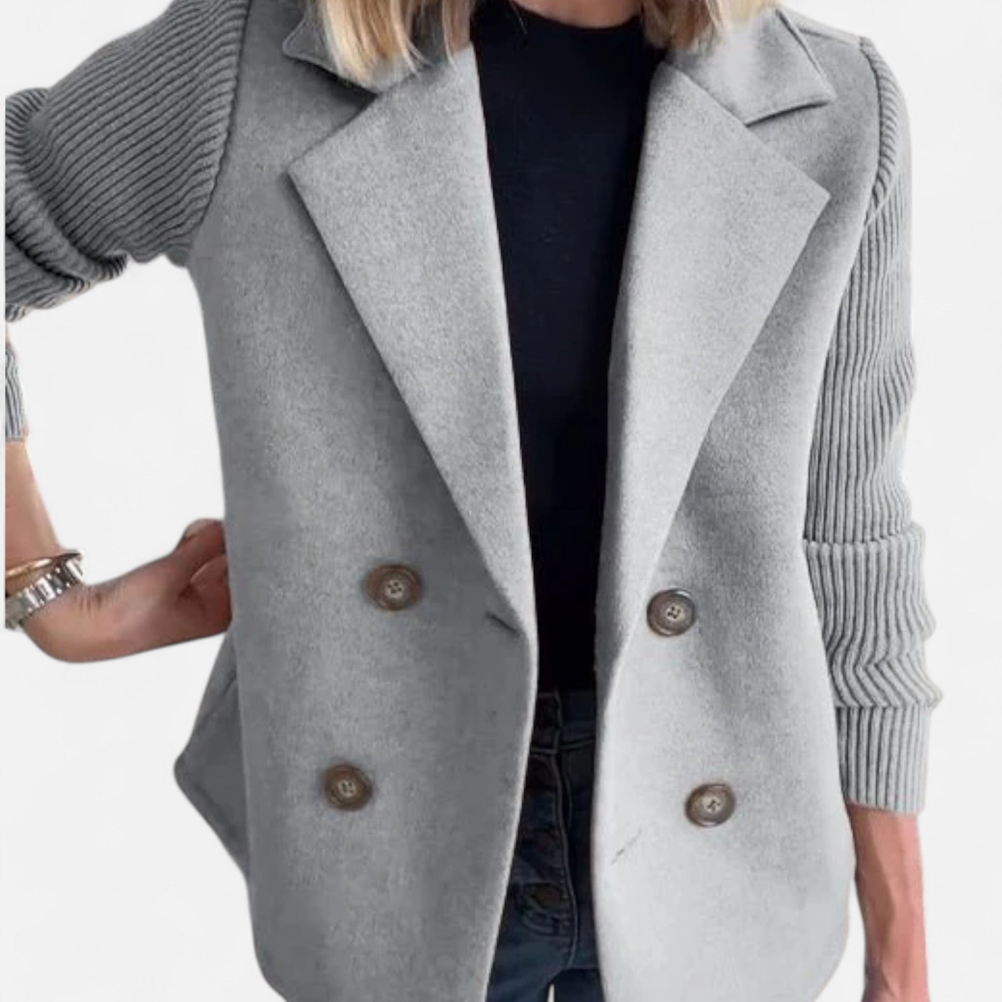 Ancienne Monde | Blazer Femme Élégant Manches en Maille