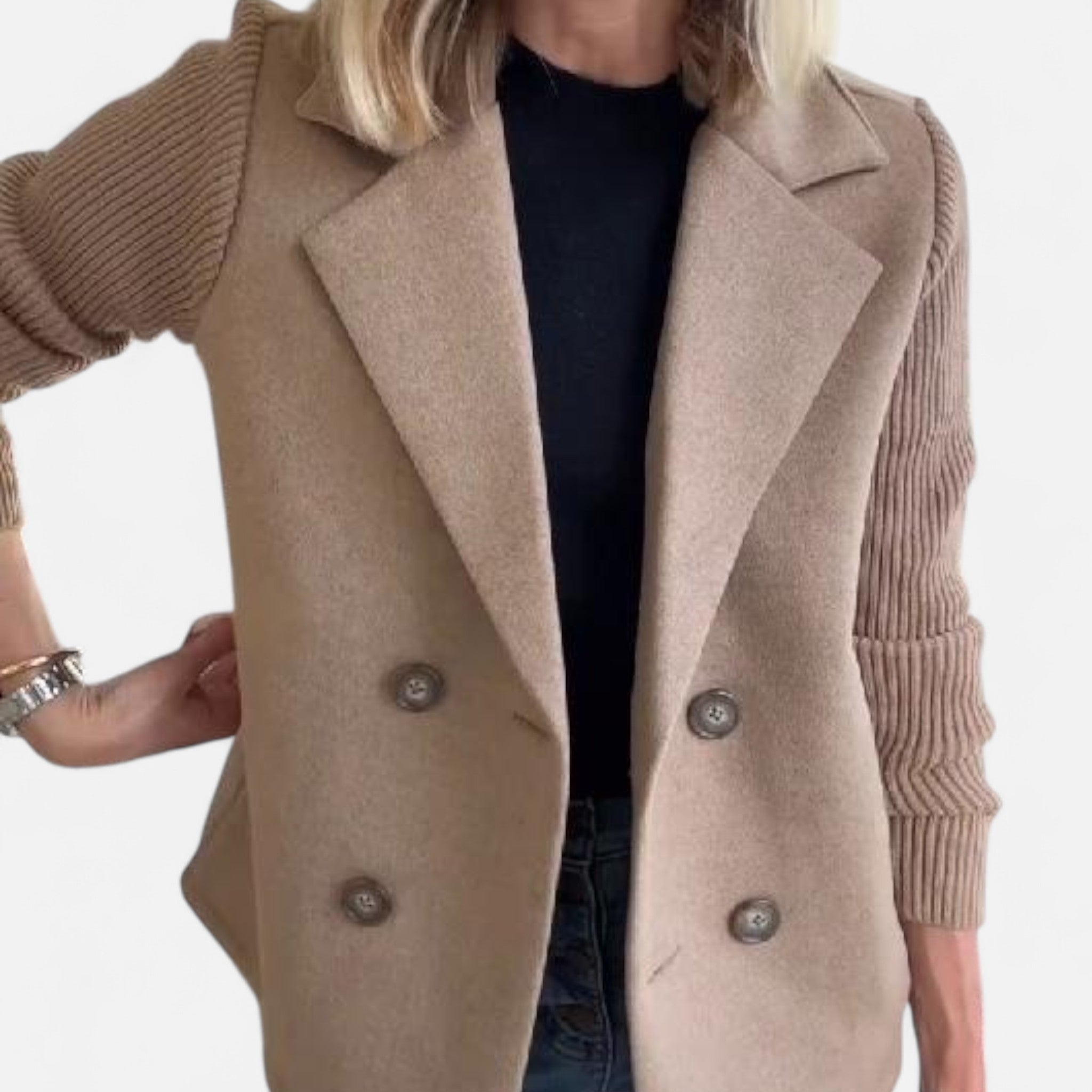 Ancienne Monde | Blazer Femme Élégant Manches en Maille